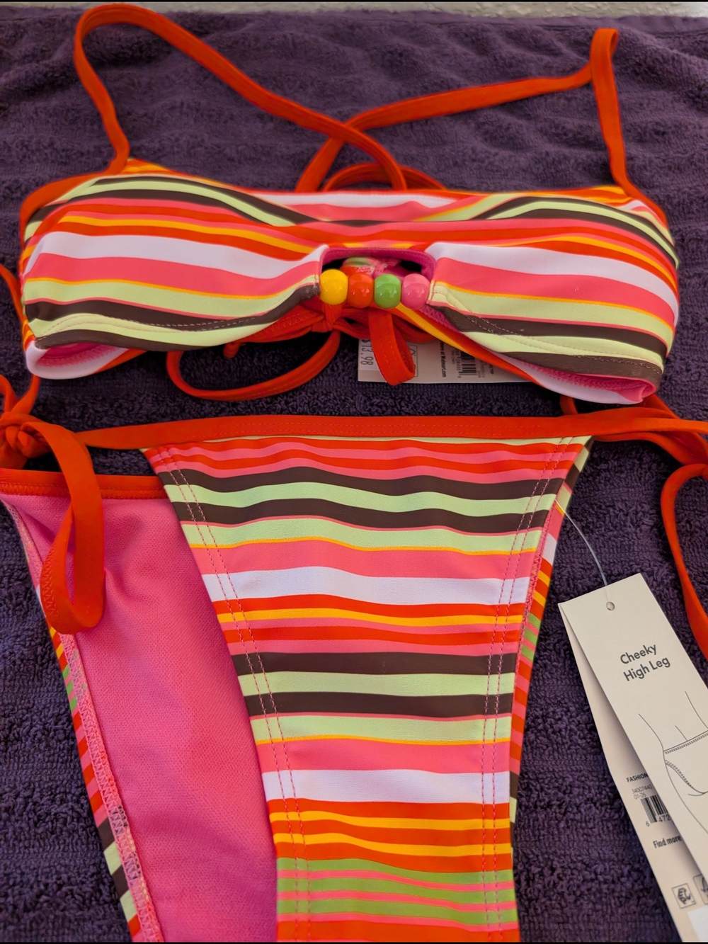 No Boundaries Neon Pink and Orange Swim Top